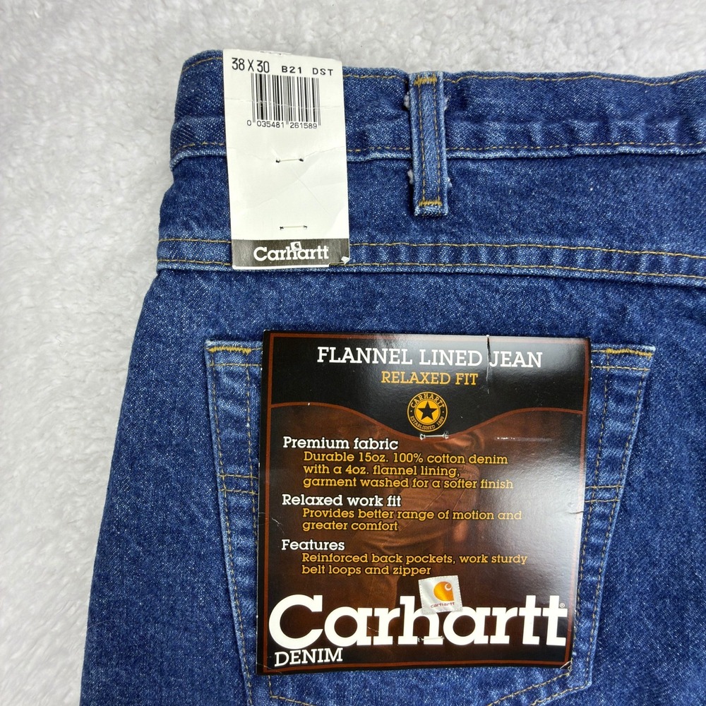 Carhartt Relaxed Fit Flannel Lined Denim Jeans Mens B21 DST 38x30 NWT NOS